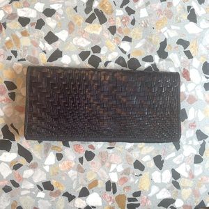 Cole Haan basket weave black clutch